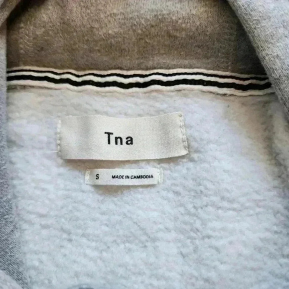 Aritzia TNA Sweatfleece Baltic Hoodie Grey Purple Sweatshirt Women's size Small - Picture 9 of 13